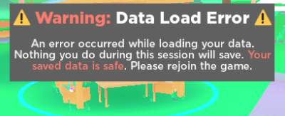 A screenshot of an example warning that could be shown when player data fails to load